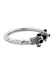 TEEJH Women Silver & Black German Silver Oxidised Cuff Bracelet