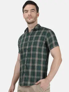 Monte Carlo Men Green Checked Casual Shirt