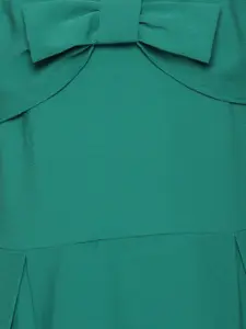 Oxolloxo Girls Green Shoulder Strap Bow Detailed A-line Dress