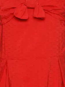 Oxolloxo Red Self designed Fit & Flare Midi Dress