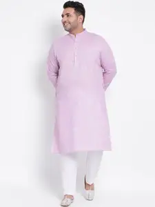 hangup trend Men Purple Linen Kurta with Pyjamas
