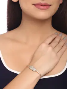 Shoshaa Women Gold & White Brass Handcrafted Gold-Plated Wraparound Bracelet