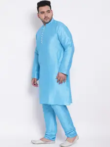 hangup trend Men Blue Dupion Silk Kurta With Pyjamas