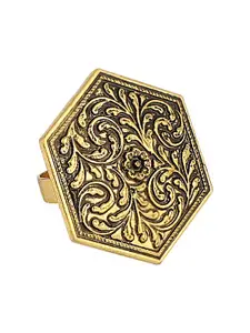 ANIKAS CREATION Gold-Toned Oxidized Gold-Plated Self-Design Geometric Shape Finger Ring
