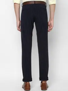 Allen Solly Men Navy Blue Striped Slim Fit Regular Trousers