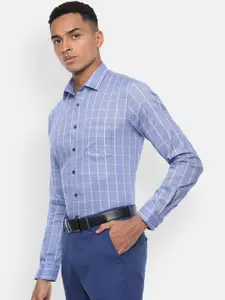 Van Heusen Men Blue Slim Fit Checked Casual Shirt