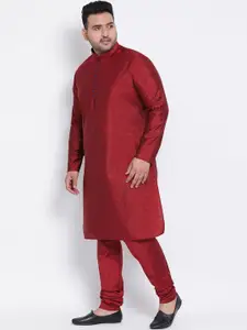 hangup trend Men Maroon Dupion Silk Kurta With Churidar