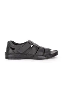 Hush Puppies Men Black Leather Fisherman Sandals