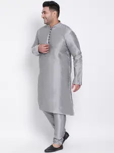 hangup trend Men Grey Dupion Silk Kurta With Churidar