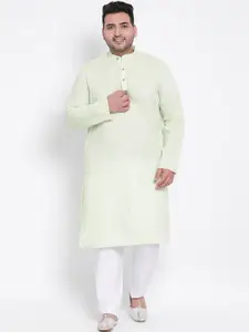 hangup trend Men Green Linen Kurta with Pyjamas
