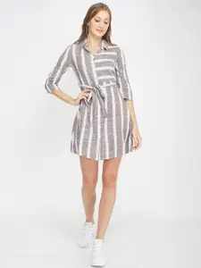 Oxolloxo Brown Checked Shirt Dress