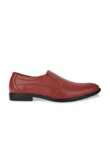 LOUIS STITCH Men Brown Solid Formal Leather Slip-On Shoes