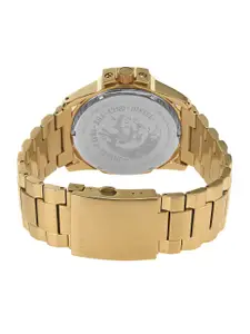 DIESEL Men Gold-Toned Dial & Gold Toned Stainless Steel Bracelet Style Straps Analogue Watch