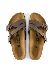 Birkenstock Yao Mocha Regular Width Birko-Flor Nubuck Two-Strap Sandals