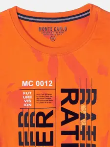 Monte Carlo Boys Orange Typography Printed T-shirt