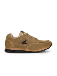 Power Men Olive Green Leather Running Non-Marking Shoes