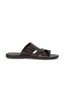 Hush Puppies Men Brown & Black Leather Comfort Sandals