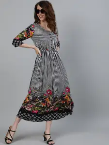 Ishin Black Striped Maxi Dress