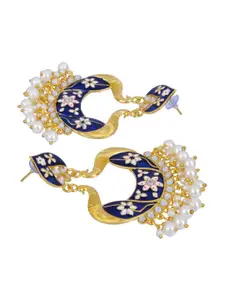Crunchy Fashion Navy Blue Contemporary Chandbalis Earrings