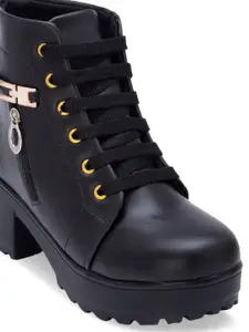 DEAS Black Block Heeled Boots