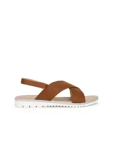 Bata Girls Brown PU Open Toe Flats