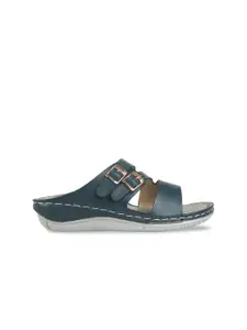 VALIOSAA Blue Comfort Sandals with Buckles