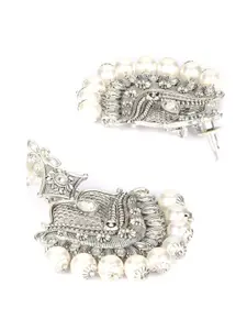 Priyaasi Women Silver-Plated Contemporary Pearl Drop Earrings