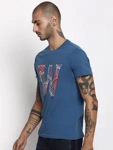 Wrangler Men Blue Typography Printed T-shirt
