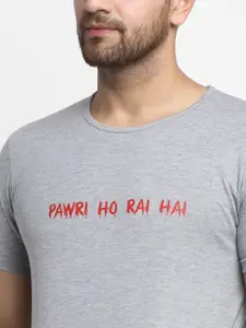 MACK JONNEY Men Pack Of 2 Purple & Grey Typography Printed T-shirt