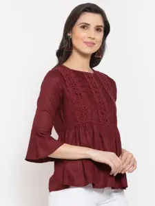 Style Quotient Maroon Bell Sleeve Empire Top