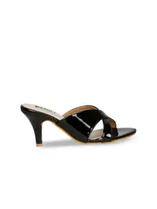 Denill Black Slim Heeled Sandals