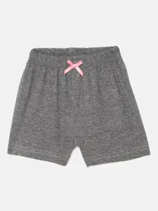 mackly Girls Peach-Coloured & Grey Melange Space Sparkle Printed Night suit