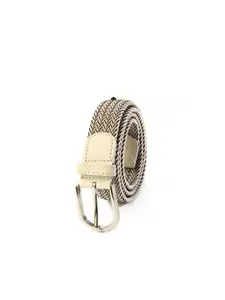 Calvadoss Men Beige Braided Stretchable Belt