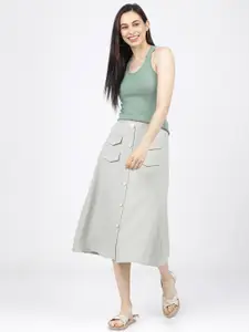 Tokyo Talkies Women Olive Green Tank Top