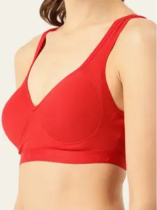 Lady Lyka Pack of 2 Red & Black Workout Bra Full Coverage Lightly Padded