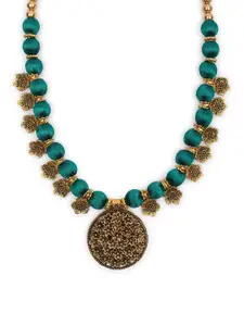 Akshara Green Handcrafted Pendant Necklace