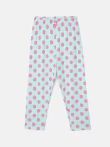 mackly Girls Pink & Turquoise Blue Printed Night suit