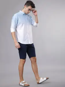 HIGHLANDER Men White Slim Fit Colourblocked Casual Shirt