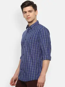 Louis Philippe Sport Men Blue Slim Fit Checked Casual Shirt