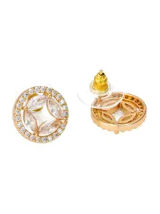 aadita Gold Contemporary Studs Earrings