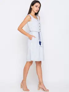 Globus Blue Striped A-Line Dress