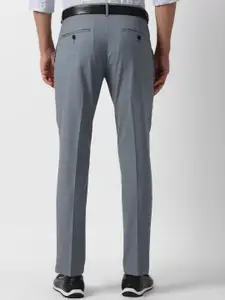 Louis Philippe Sport Men Grey Textured Formal Trousers