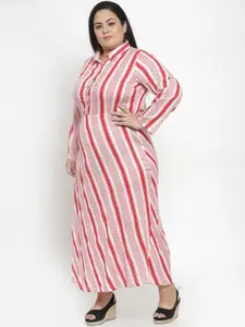 plusS Red & White Striped Maxi Dress