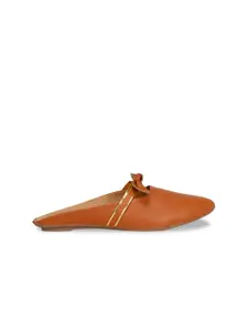 Denill Women Tan Ballerinas with Bows Flats