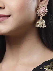 Shining Diva Pink Contemporary Jhumkas Earrings