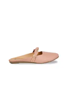 Denill Women Peach-Coloured Mules with Bows Flats
