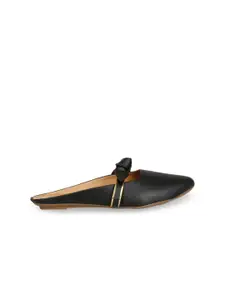 Denill Women Black Mules with Bows Flats