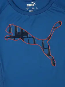 Puma Boys Blue Brand Logo Printed T-shirt