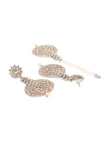 Priyaasi Gold-Plated Beaded Maang Tikka And Earrings Set