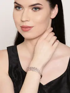 Priyaasi Women Rose Gold Brass American Diamond Handcrafted Rose Gold-Plated Bangle-Style Bracelet